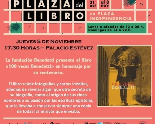 Flyer de «Cien veces Benedetti» en Plaza del Libro.