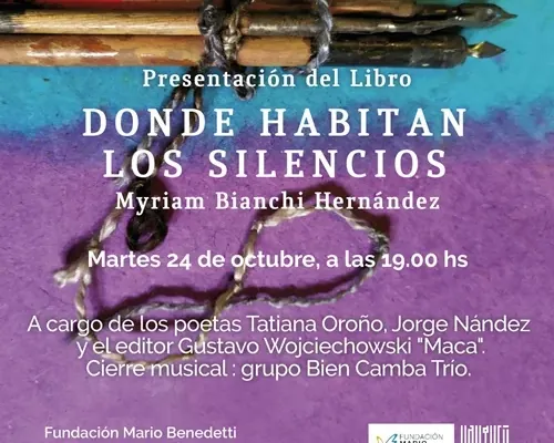 Flyer de Presentación de «Donde habitan los silencios»