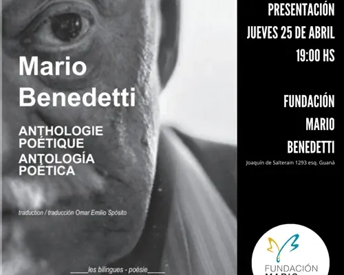 Flyer de Antología poética bilingüe de Mario