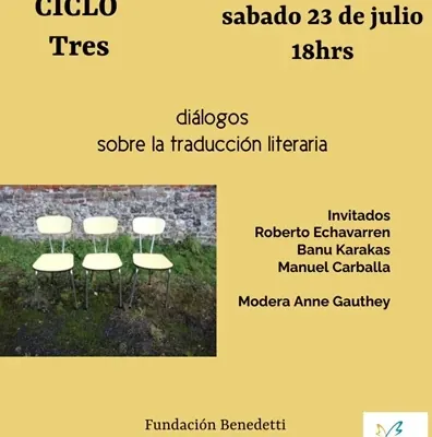 Flyer de “TRES», diálogo sobre la traducción literaria