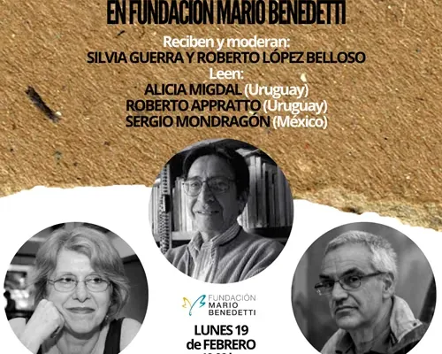 Flyer de Sergio Mondragón en la Benedetti